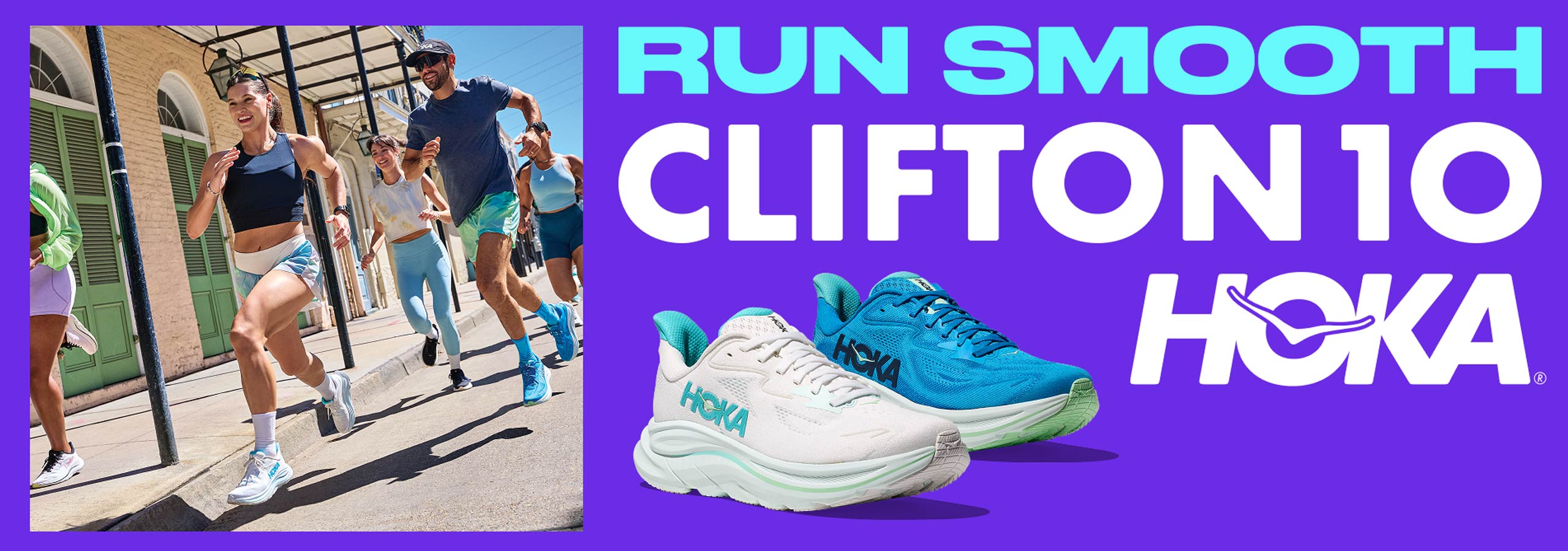 hoka run smooth clifton 10 banner